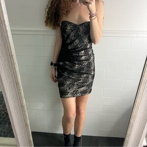 Strapless Lace & Nude Cocktail Dress